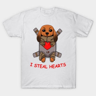 funny I Steal Hearts Valentines Day gift baby Dachshund dog T-Shirt